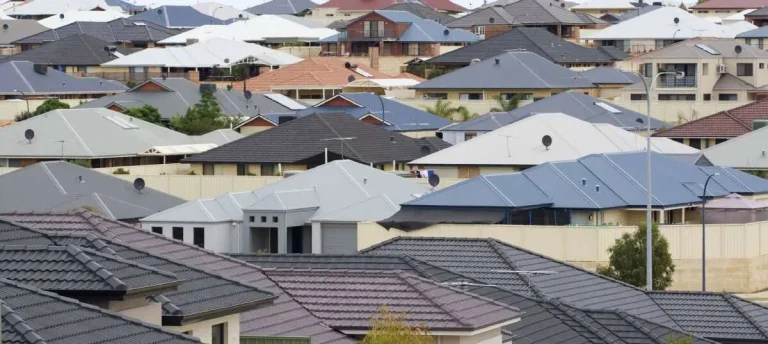 Affordable Housing Crisis Shout suburb house roof tops